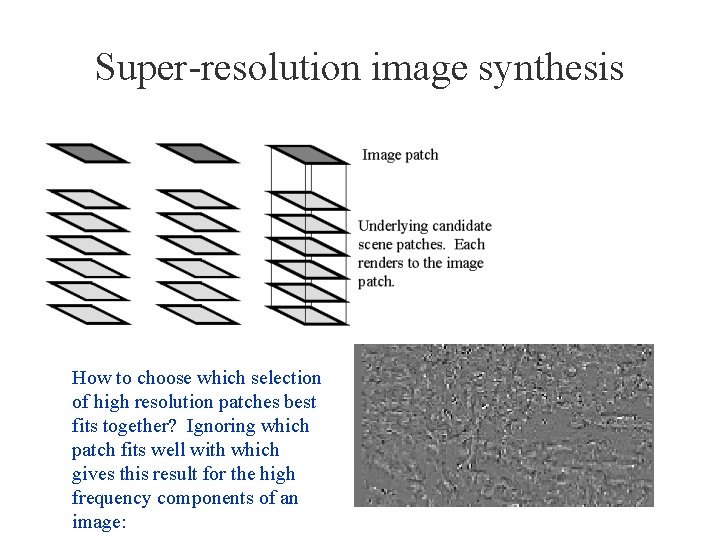 Super-resolution image synthesis How to choose which selection of high resolution patches best fits