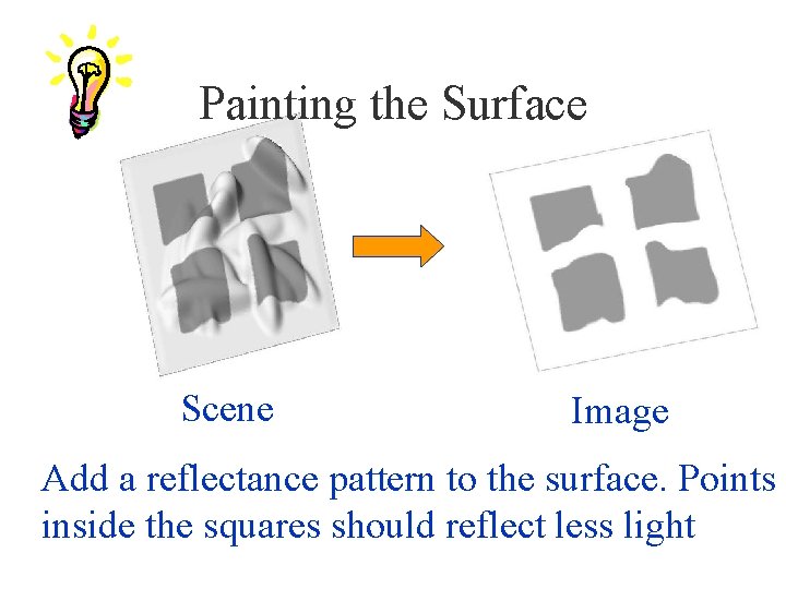 Painting the Surface Scene Image Add a reflectance pattern to the surface. Points inside