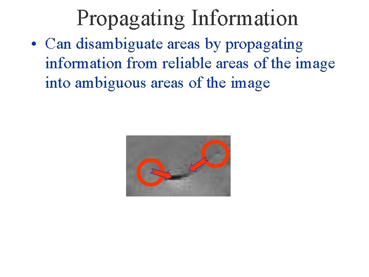 Propagating Information • Can disambiguate areas by propagating information from reliable areas of the