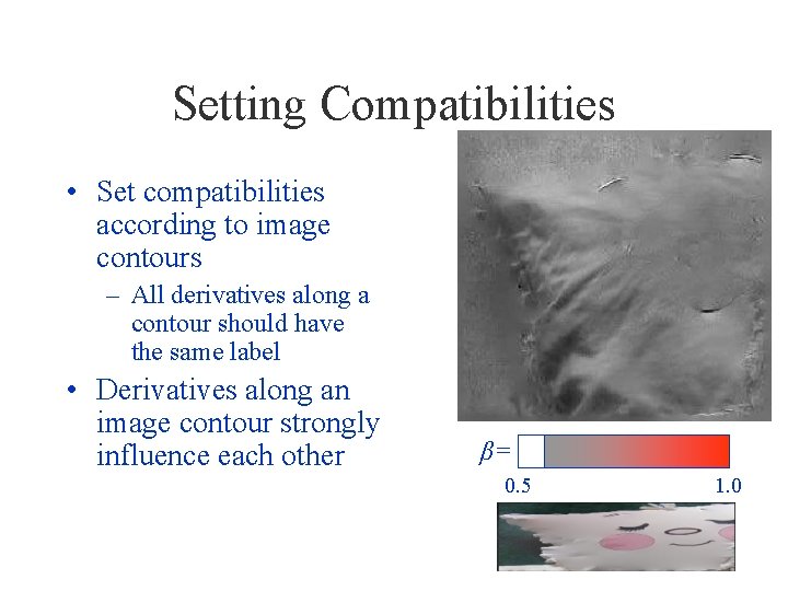 Setting Compatibilities • Set compatibilities according to image contours – All derivatives along a