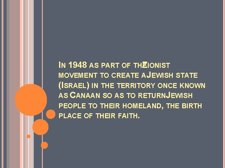 IN 1948 AS PART OF THE ZIONIST MOVEMENT TO CREATE A JEWISH STATE (ISRAEL)