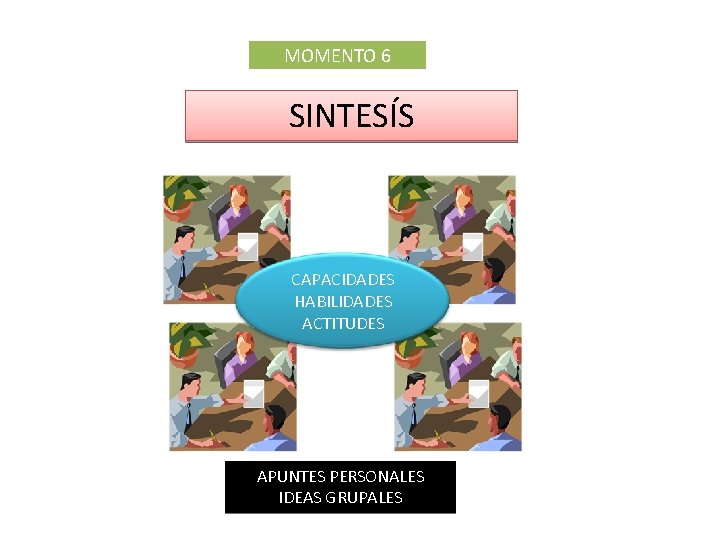 MOMENTO 6 SINTESÍS CAPACIDADES HABILIDADES ACTITUDES APUNTES PERSONALES IDEAS GRUPALES 