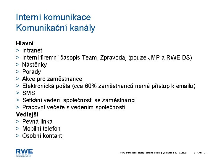 Interní komunikace Komunikační kanály Hlavní > Intranet > Interní firemní časopis Team, Zpravodaj (pouze