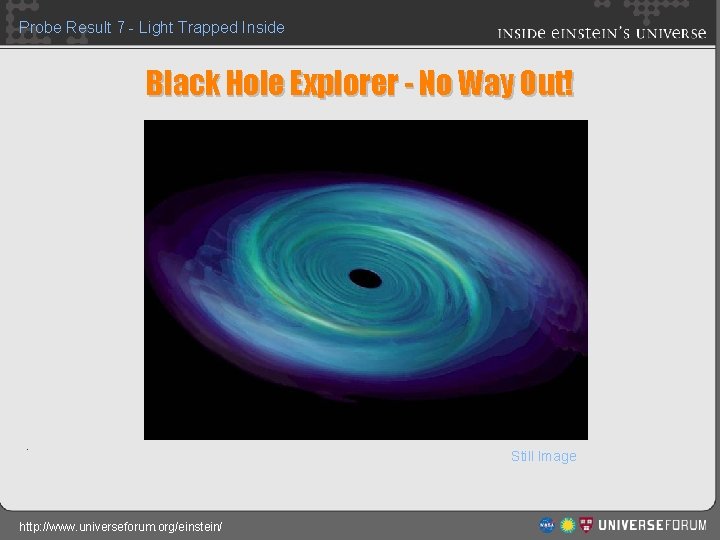 Probe Result 7 - Light Trapped Inside Black Hole Explorer - No Way Out!