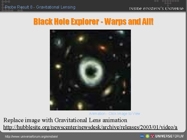 Probe Result 8 - Gravitational Lensing Black Hole Explorer - Warps and All! Animation