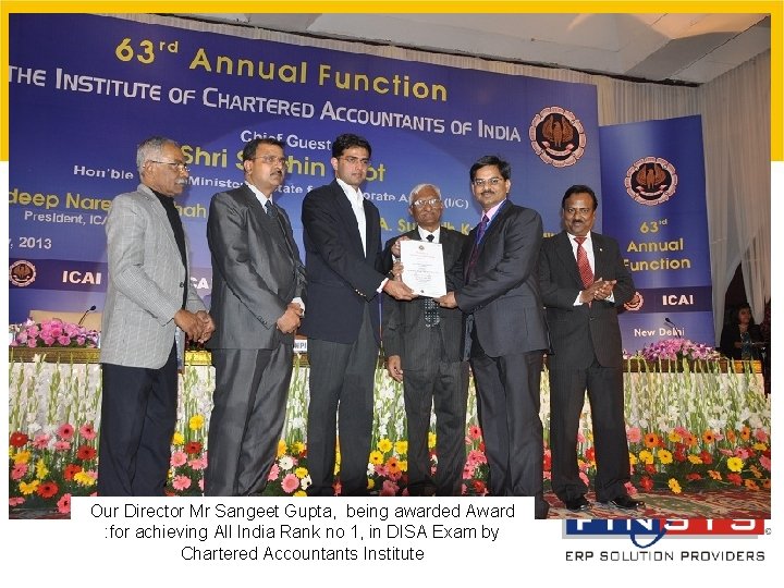 Our Director Mr Sangeet Gupta, being awarded Award : for achieving All India Rank