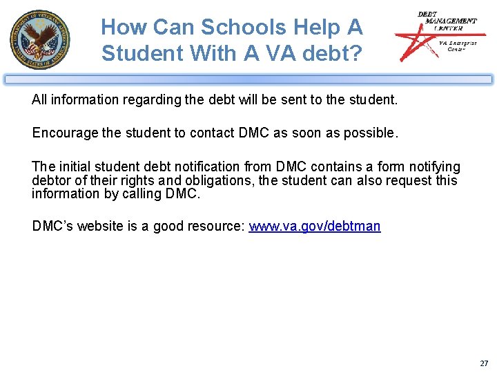 How Can Schools Help A Student With A VA debt? All information regarding the