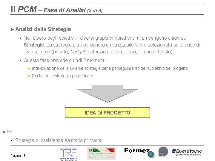 Il PCM – Fase di Analisi (3 di 3) ► Analisi delle Strategie §