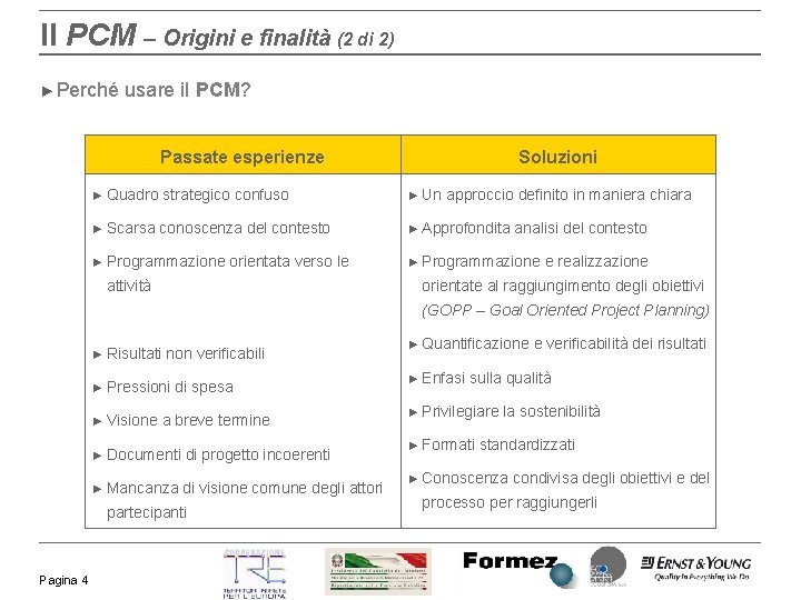 Il PCM – Origini e finalità (2 di 2) ► Perché usare il PCM?