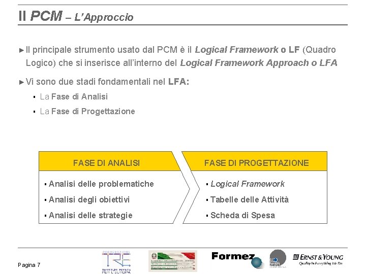 Il PCM – L’Approccio ► Il principale strumento usato dal PCM è il Logical