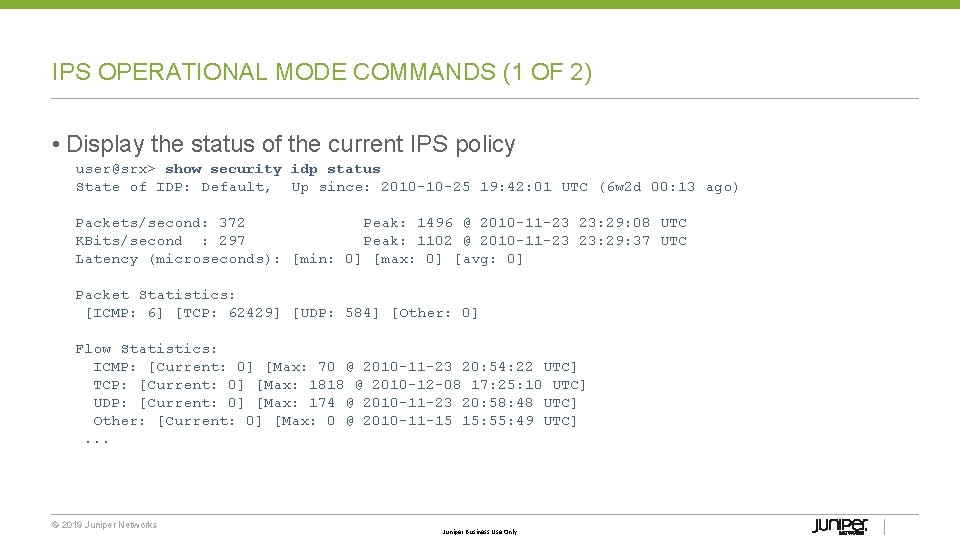 IPS OPERATIONAL MODE COMMANDS (1 OF 2) • Display the status of the current