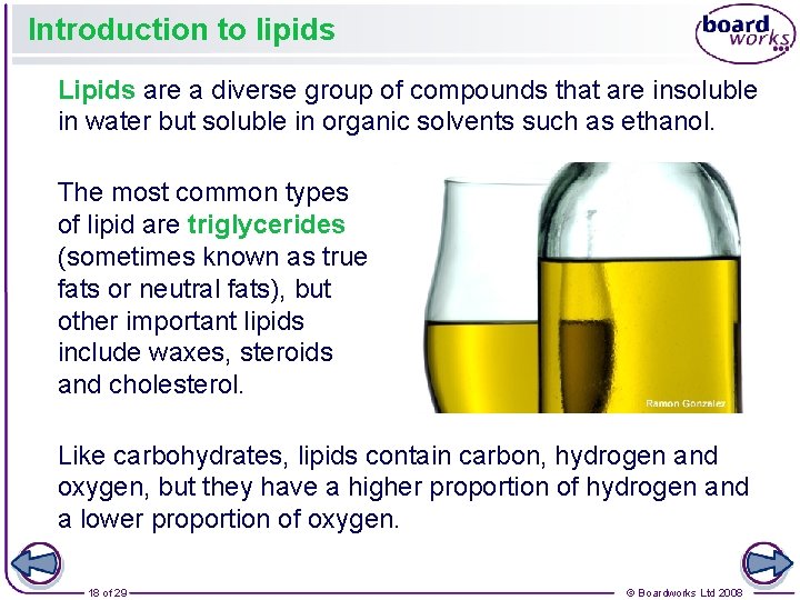 Introduction to lipids Lipids are a diverse group of compounds that are insoluble in