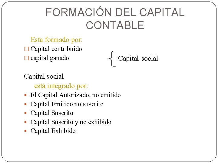 Capital Tema 7 CAPITAL CONTABLE En la contabilidad