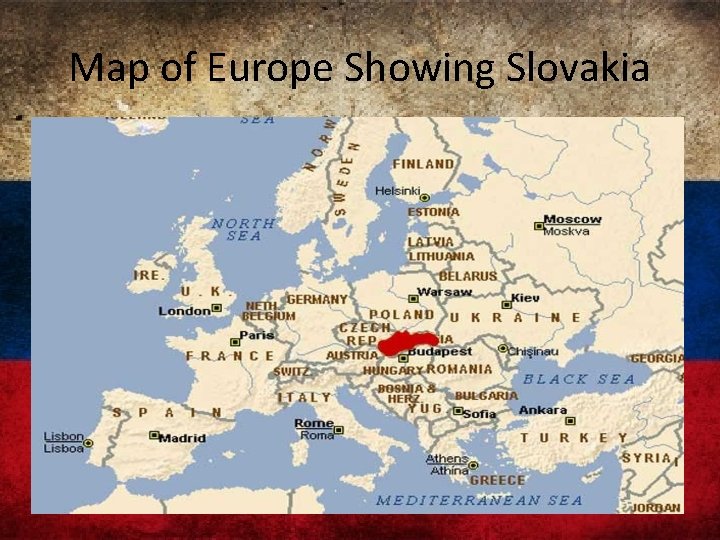 Map of Europe Showing Slovakia 