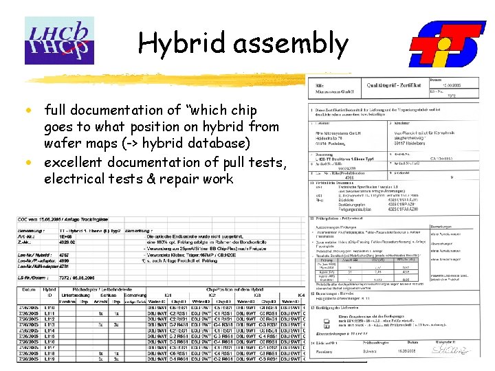 Hybrid assembly · full documentation of “which chip goes to what position on hybrid
