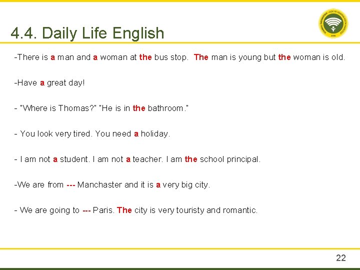 4. 4. Daily Life English -There is a man and a woman at the