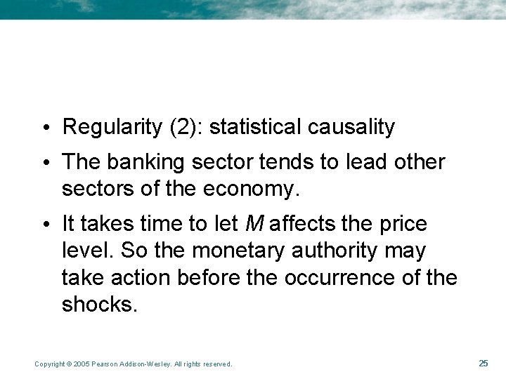  • Regularity (2): statistical causality • The banking sector tends to lead other