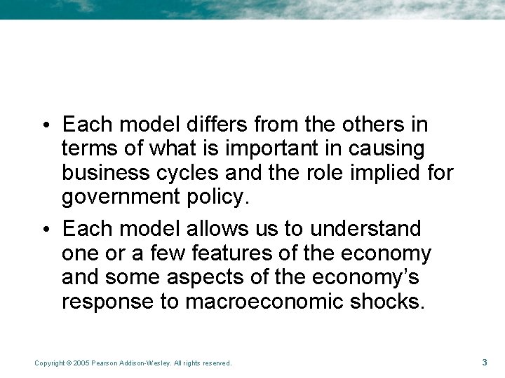  • Each model differs from the others in terms of what is important