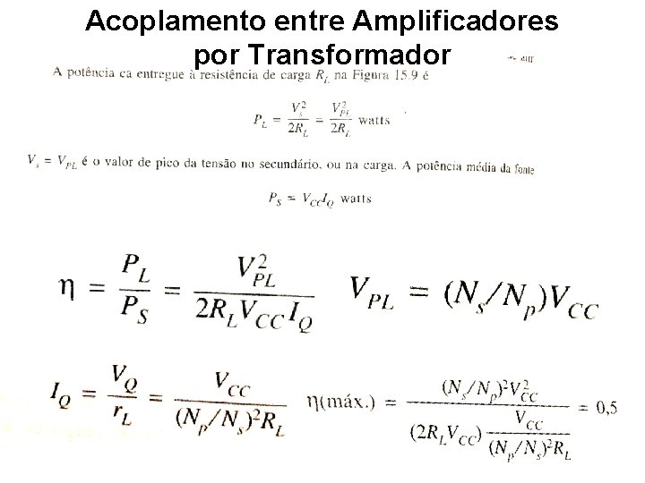 Acoplamento entre Amplificadores por Transformador 