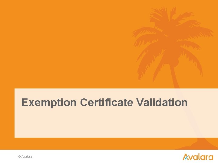 Exemption Certificate Validation © Avalara 16 