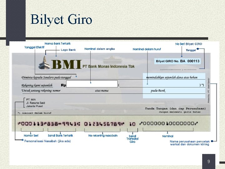 Bilyet Giro 9 