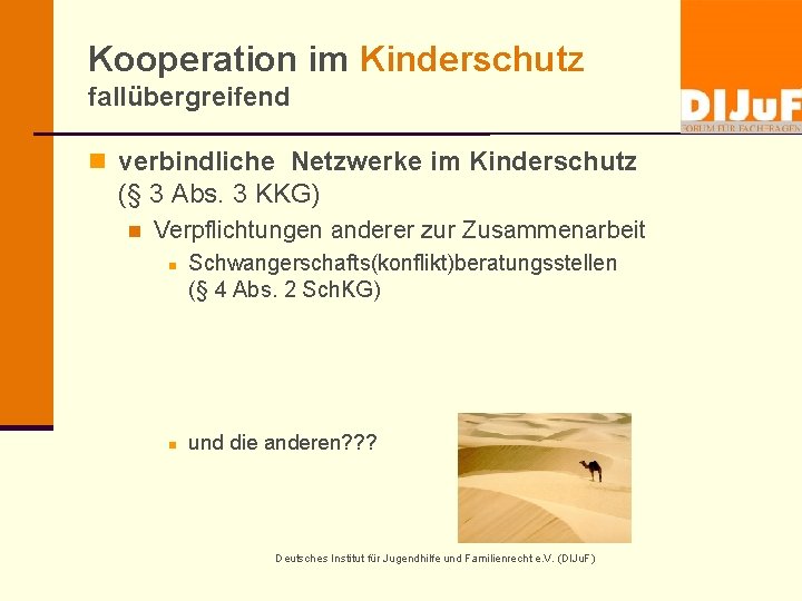Kooperation im Kinderschutz fallübergreifend n verbindliche Netzwerke im Kinderschutz (§ 3 Abs. 3 KKG)