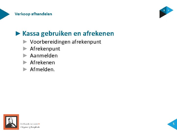 Verkoop afhandelen ► Kassa gebruiken en afrekenen ► ► ► Voorbereidingen afrekenpunt Aanmelden Afrekenen