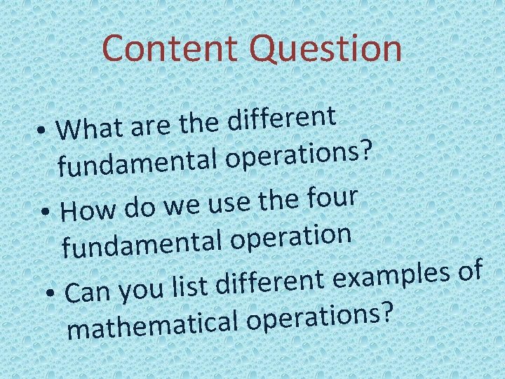 Content Question t n e r e f f i d e h t