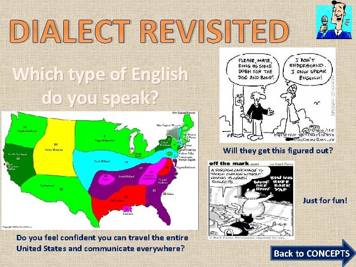 DIALECT REVISITED Which type of English do you speak? Will they get this figured