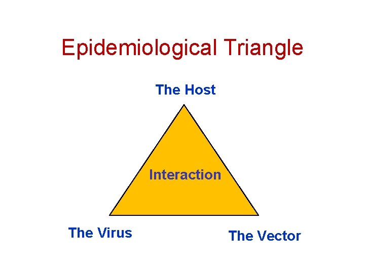 Epidemiological Triangle The Host Interaction The Virus The Vector 