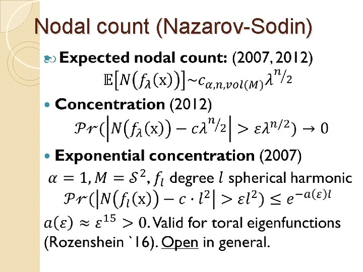 Nodal count (Nazarov-Sodin) 