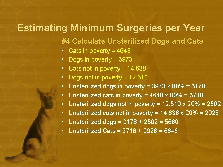 Estimating Minimum Surgeries per Year #4 Calculate Unsterilized Dogs and Cats • • •