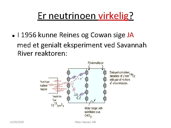 Er neutrinoen virkelig? I 1956 kunne Reines og Cowan sige JA med et genialt