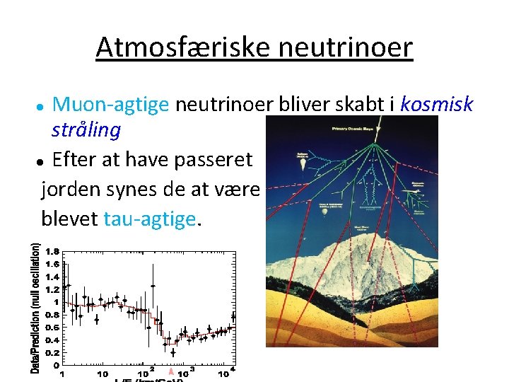 Atmosfæriske neutrinoer Muon-agtige neutrinoer bliver skabt i kosmisk stråling Efter at have passeret jorden