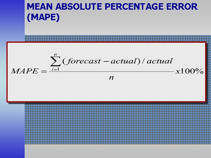 MEAN ABSOLUTE PERCENTAGE ERROR (MAPE) 