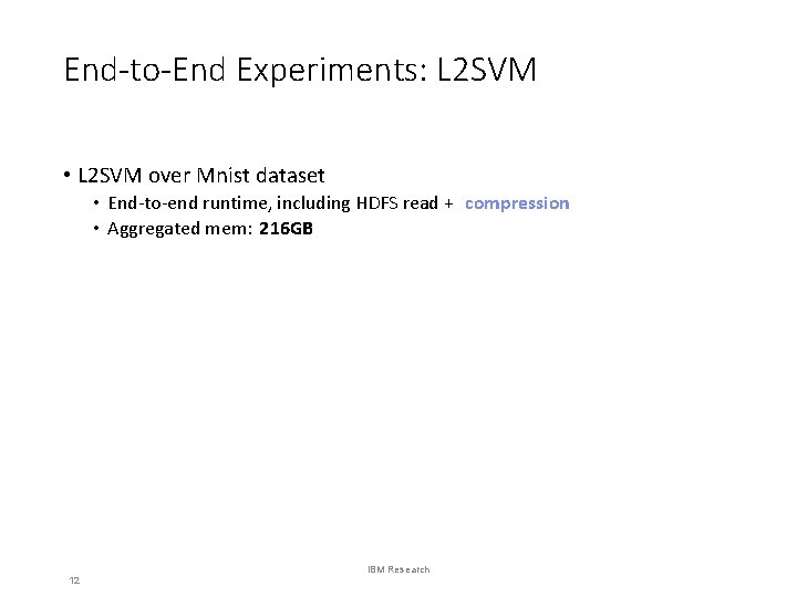 End-to-End Experiments: L 2 SVM • L 2 SVM over Mnist dataset • End-to-end