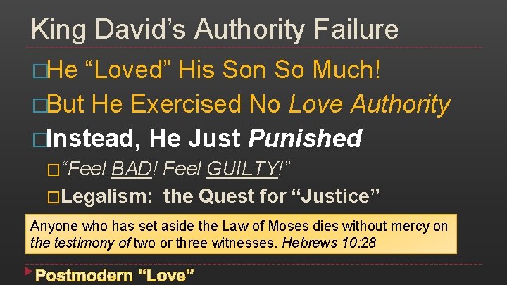 King David’s Authority Failure �He “Loved” His Son So Much! �But He Exercised No