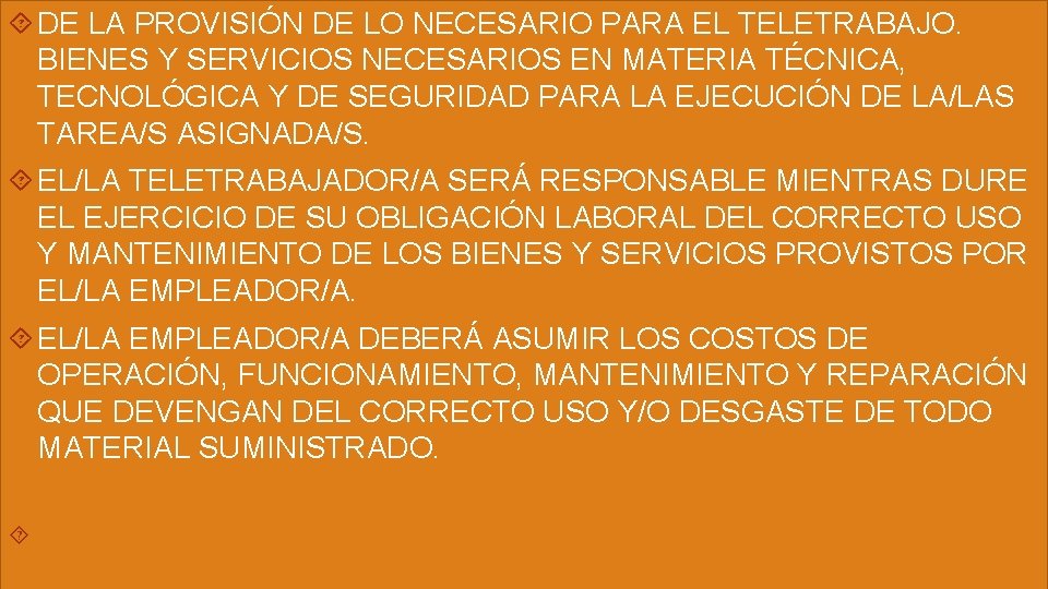  DE LA PROVISIÓN DE LO NECESARIO PARA EL TELETRABAJO. BIENES Y SERVICIOS NECESARIOS