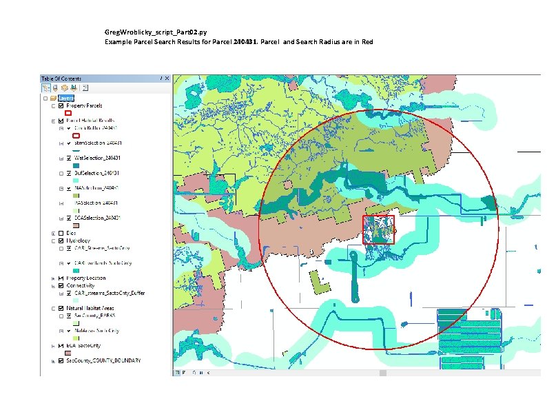 Greg. Wroblicky_script_Part 02. py Example Parcel Search Results for Parcel 240431. Parcel and Search
