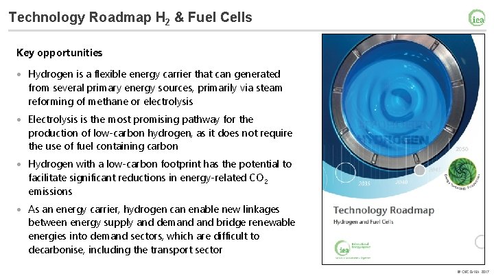Technology Roadmap H 2 & Fuel Cells Key opportunities • Hydrogen is a flexible