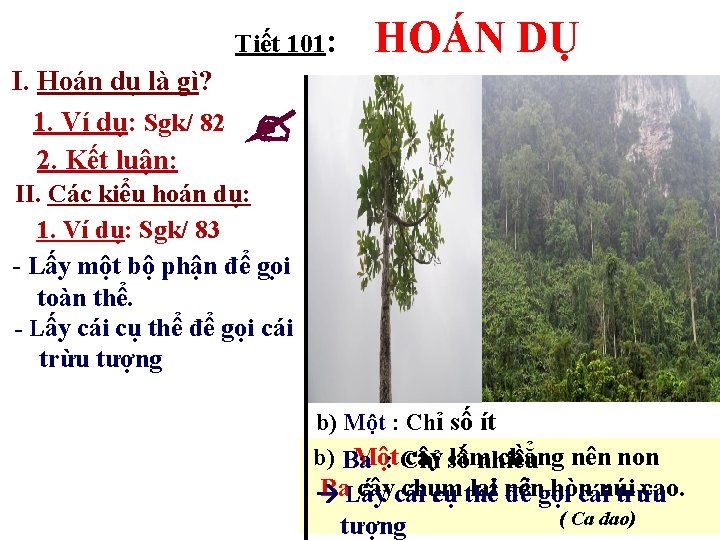 Tiết 101: I. Hoán dụ là gì? 1. Ví dụ: Sgk/ 82 2. Kết