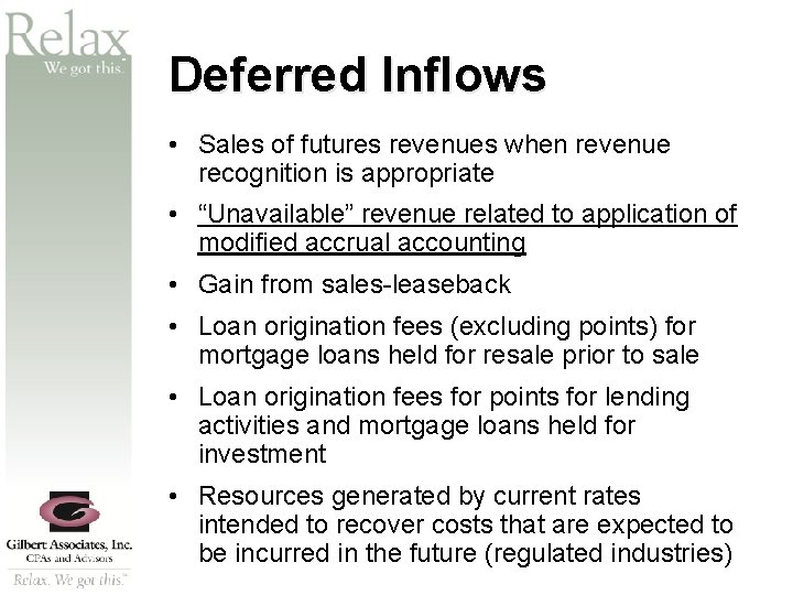 SM Deferred Inflows • Sales of futures revenues when revenue recognition is appropriate •