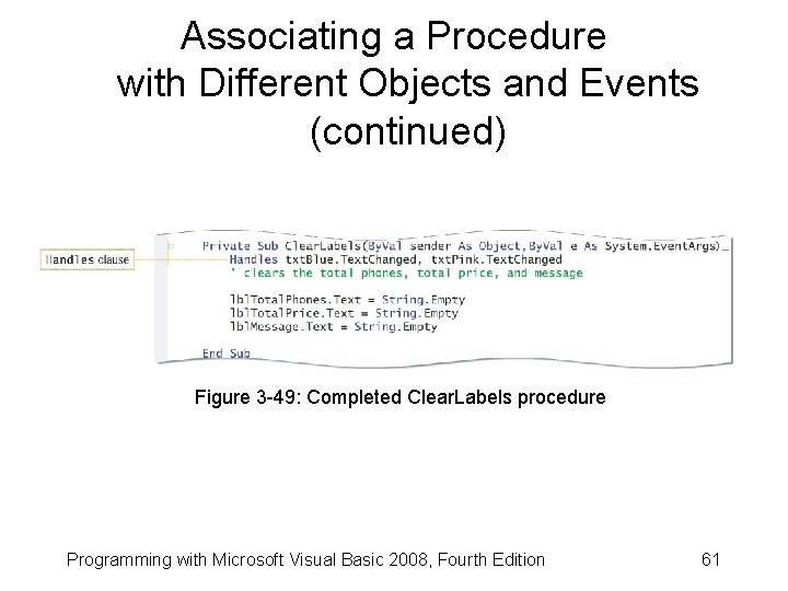 Associating a Procedure with Different Objects and Events (continued) Figure 3 -49: Completed Clear.