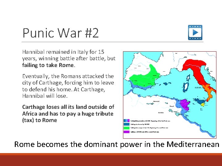 Punic War #2 Hannibal remained in Italy for 15 years, winning battle after battle,
