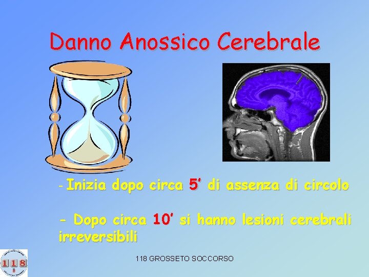 Danno Anossico Cerebrale - Inizia dopo circa 5’ di assenza di circolo - Dopo