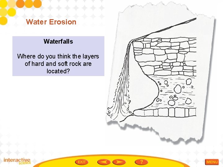 Water Erosion Waterfalls Where do you think the layers of hard and soft rock