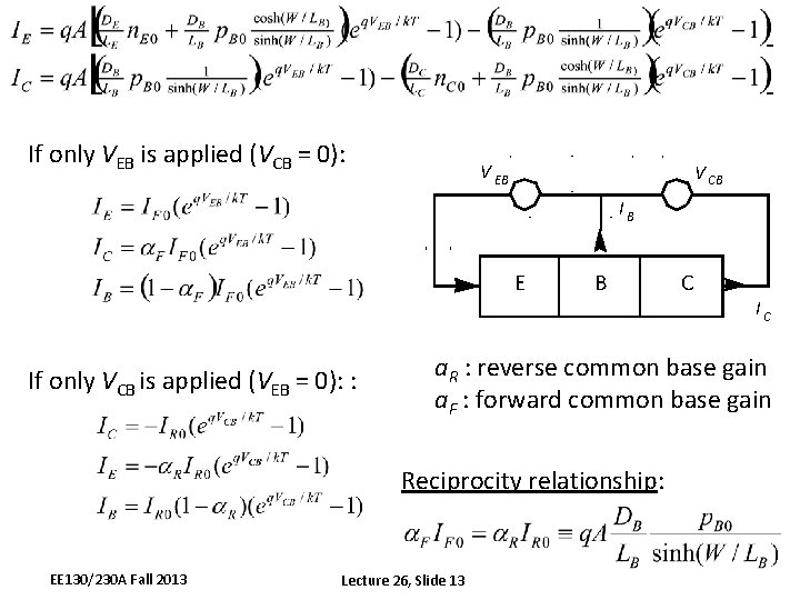 If only VEB is applied (VCB = 0): V EB V CB IB E