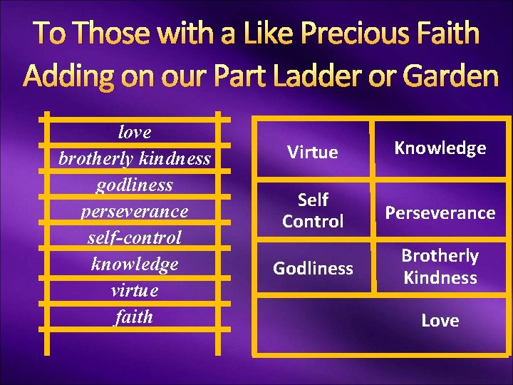 To Those with a Like Precious Faith Adding on our Part Ladder or Garden