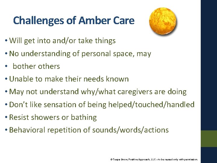 Challenges of Amber Care • Will get into and/or take things • No understanding