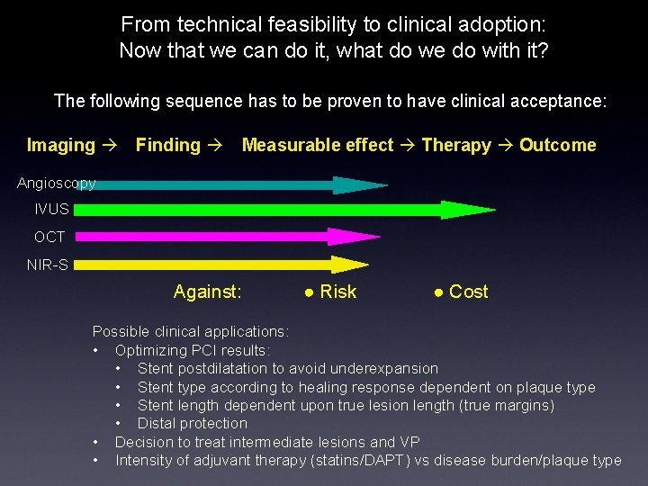From technical feasibility to clinical adoption: Now that we can do it, what do